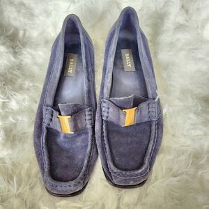 Bally blue suede loafer